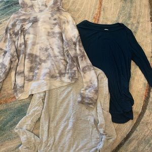 set of three active wear tops! long sleeve and cute for school/exercise